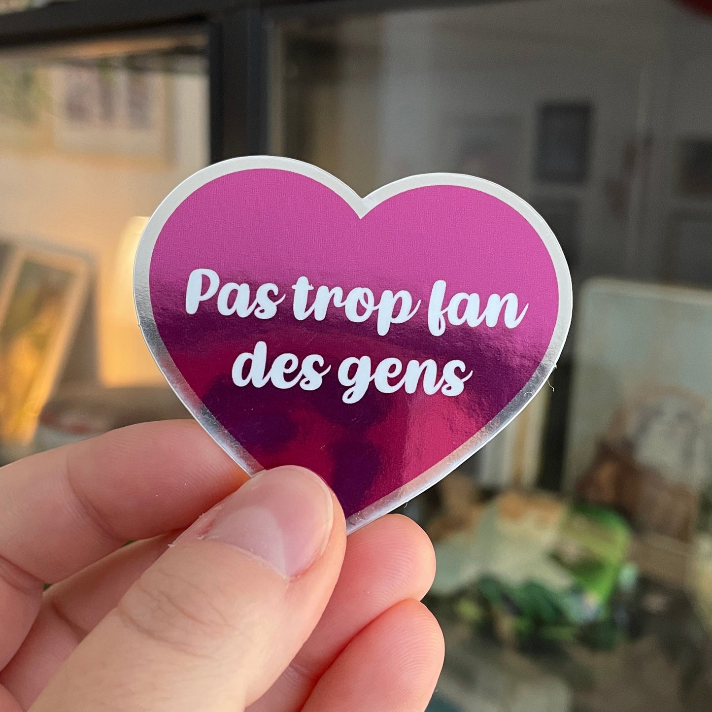 Sticker effet miroir "Pas trop fan des gens"