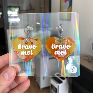 Boucles d'oreilles "Bravo moi" en acrylique japonaise orange