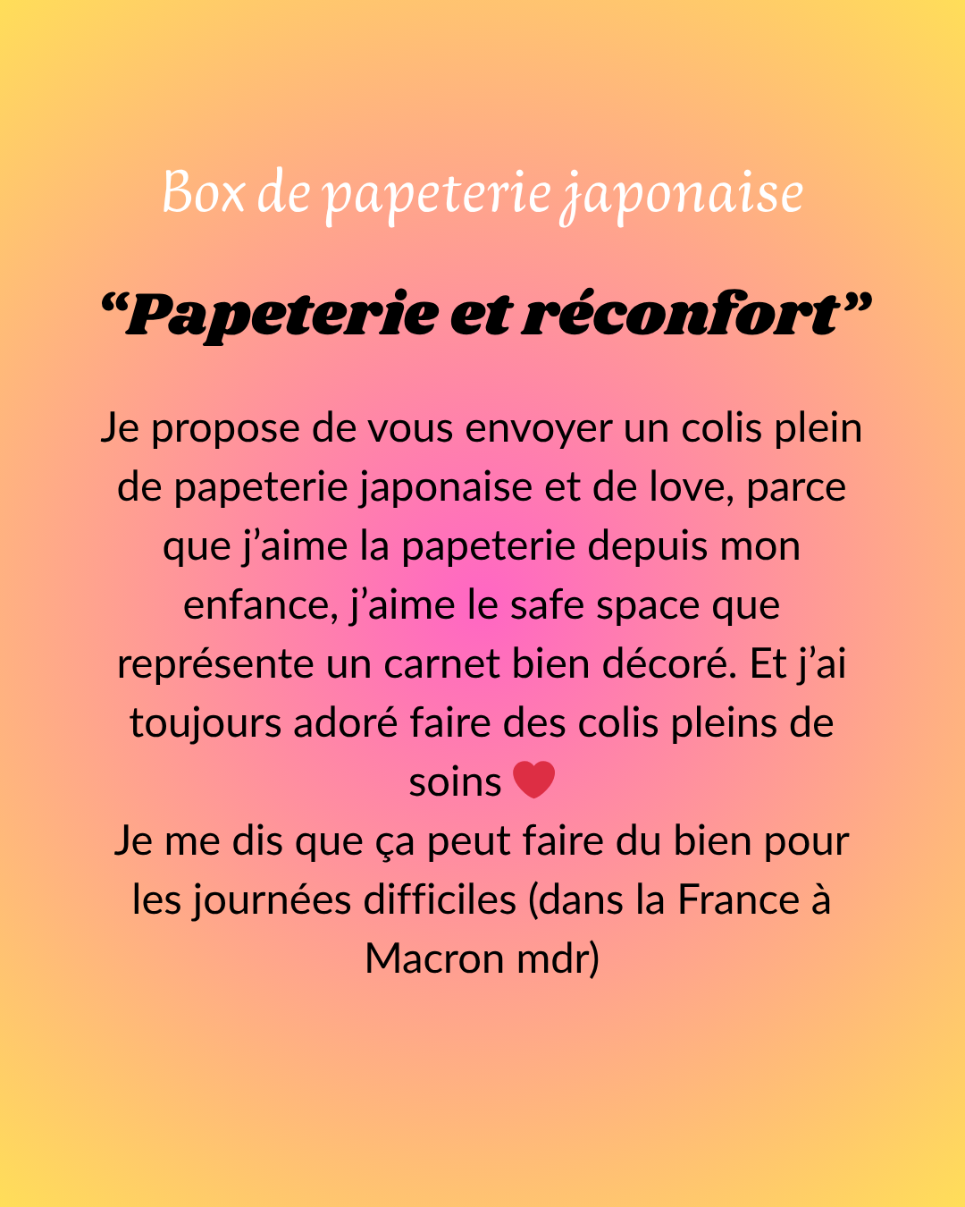 Box "Papeterie et réconfort"