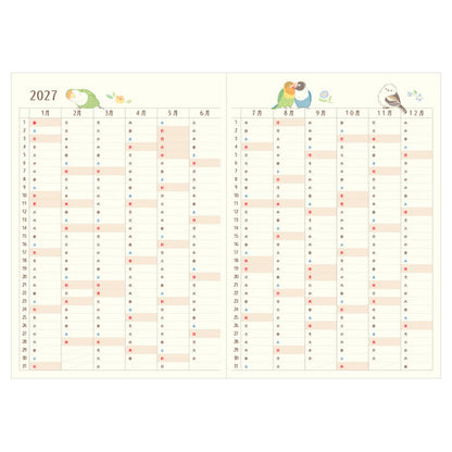 [Précommande] Agenda à motifs d'oiseaux "Chirping" blanc