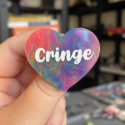 Broche "Cringe" en acrylique marbrée semi-transparente multicolores