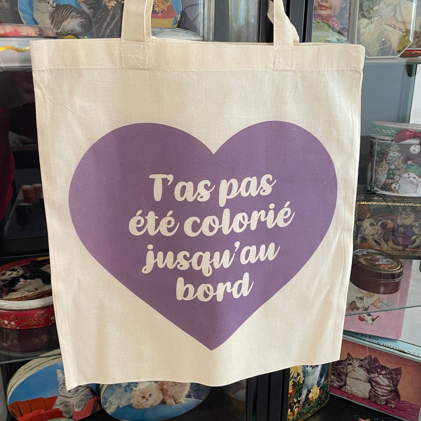 Tote bag en coton "T'as pas été colorié jusqu'au bord"