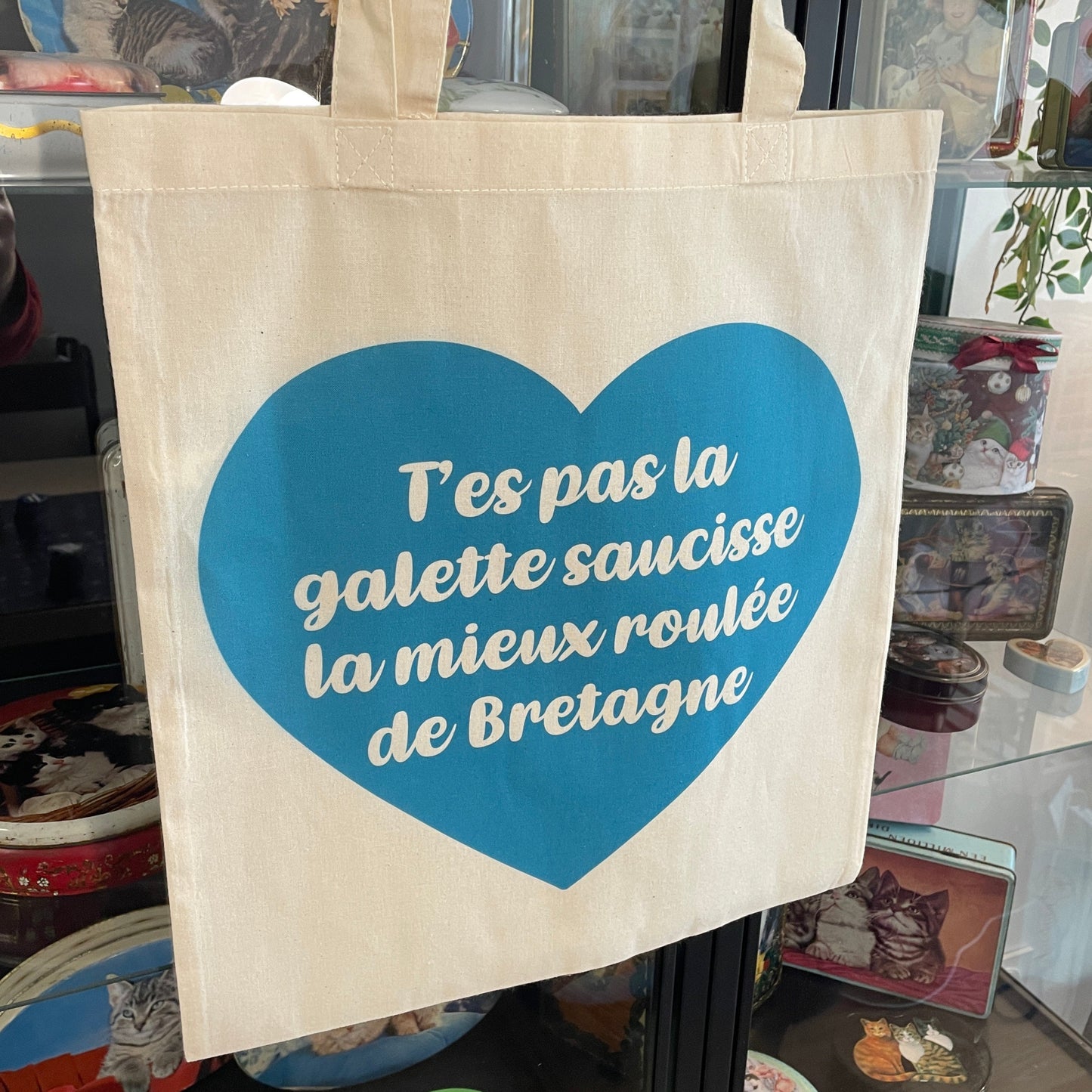 Tote bag en coton "T'es pas la galette saucisse la mieux roulée de Bretagne"