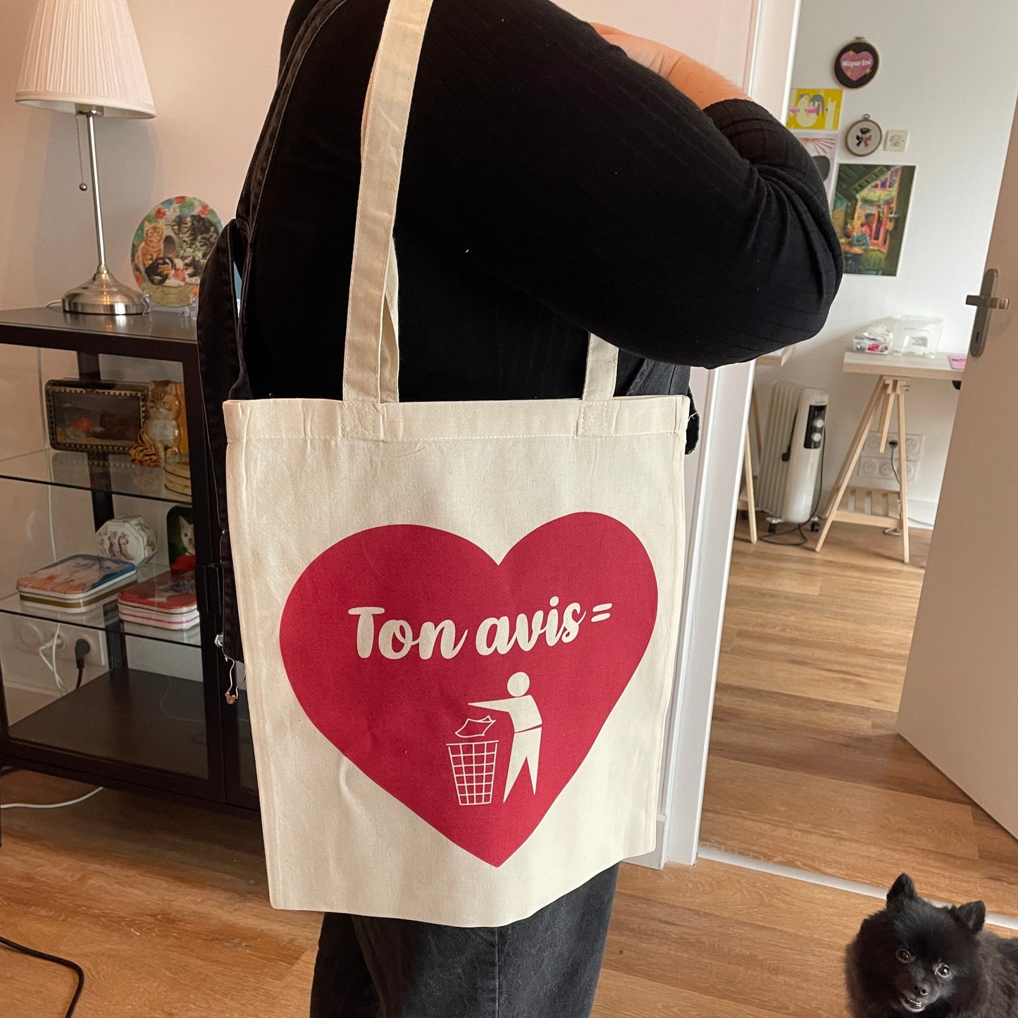 Tote bag en coton "Ton avis = poubelle"