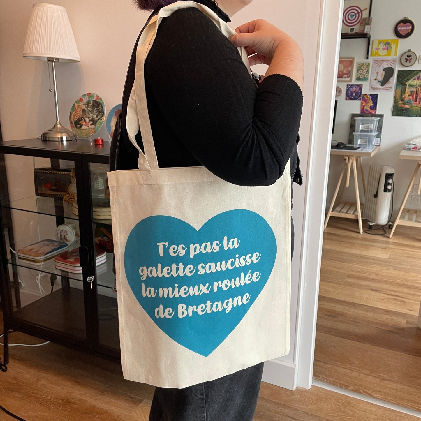 Tote bag en coton "T'es pas la galette saucisse la mieux roulée de Bretagne"