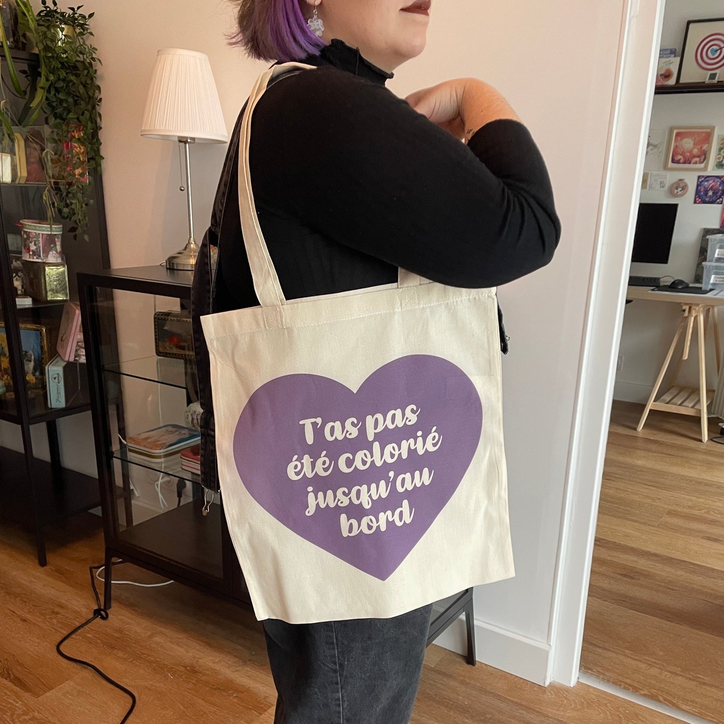 Tote bag en coton "T'as pas été colorié jusqu'au bord"