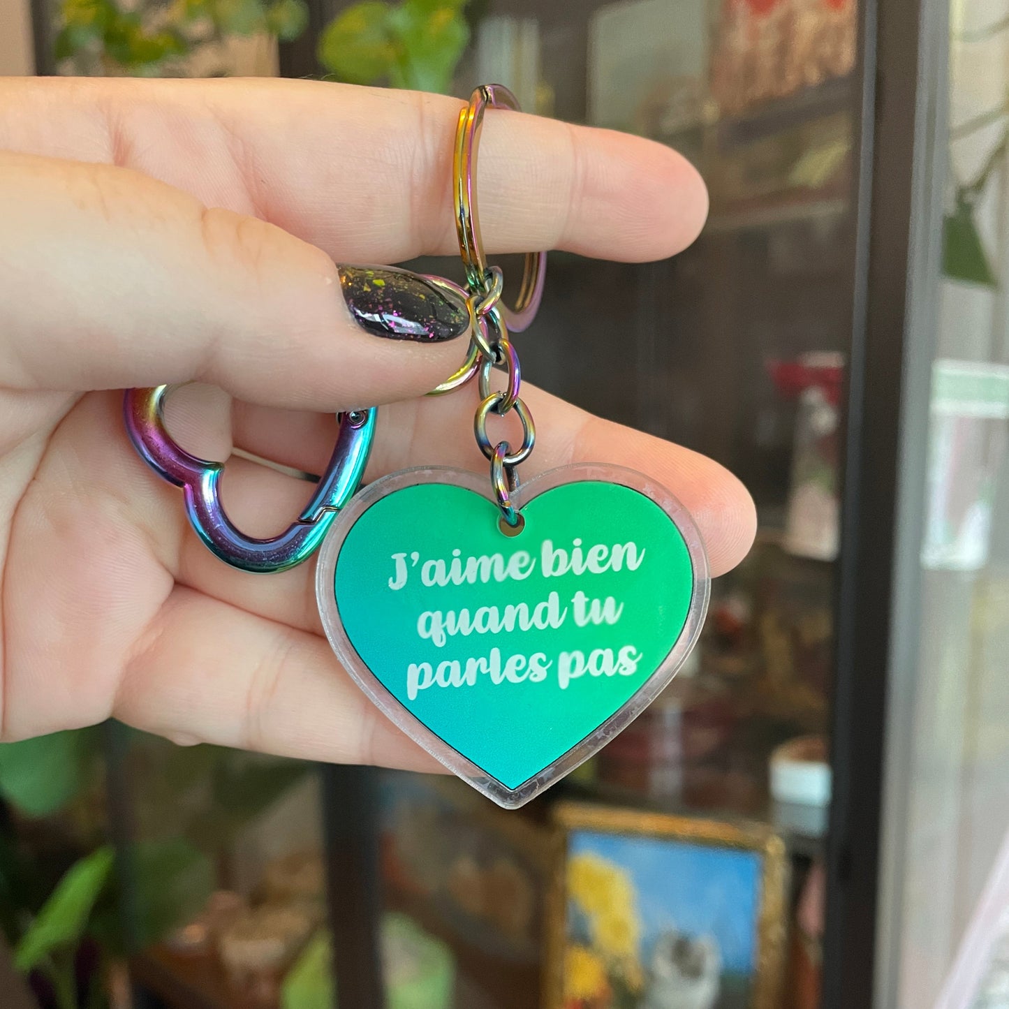 Porté clé "En vrai je t'écoute pas" / "J'aime bien quand tu parles pas"