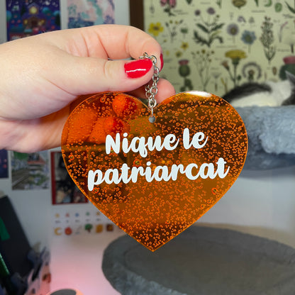 Mini murale "Nique le patriarcat" en acrylique japonaise transparente orange avec des bulles 🫧