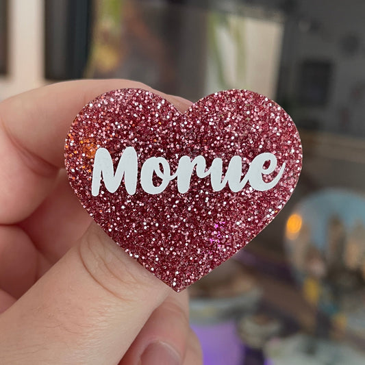 [CONTRÔLE TECHNIQUE] Broche "Morue" en acrylique à paillettes vieux rose