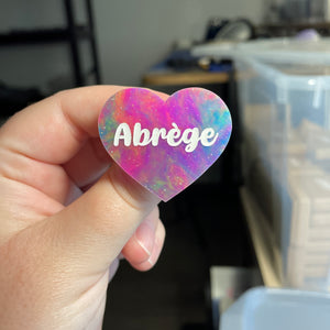 [CONTRÔLE TECHNIQUE] Broche "Abrège" en acrylique semi-transparente marbrée multicolore