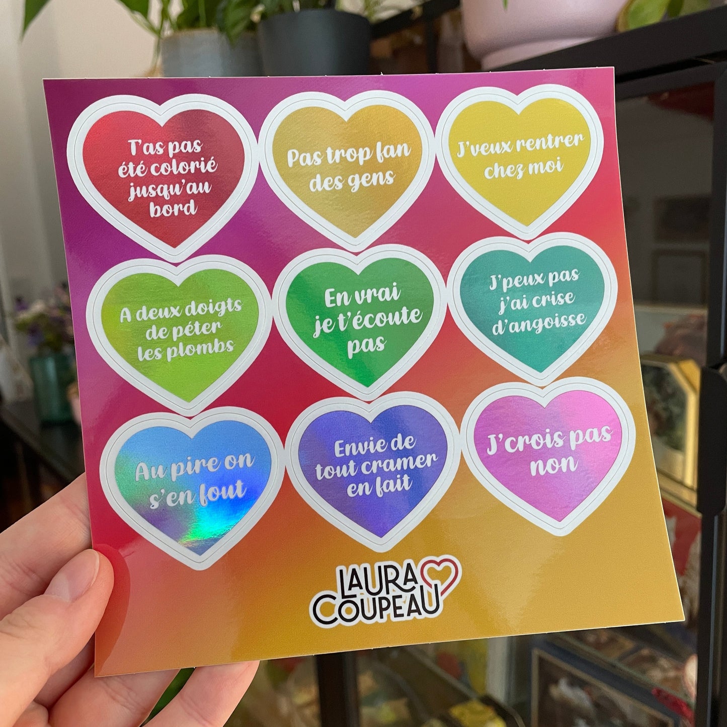 Planche de stickers coeurs