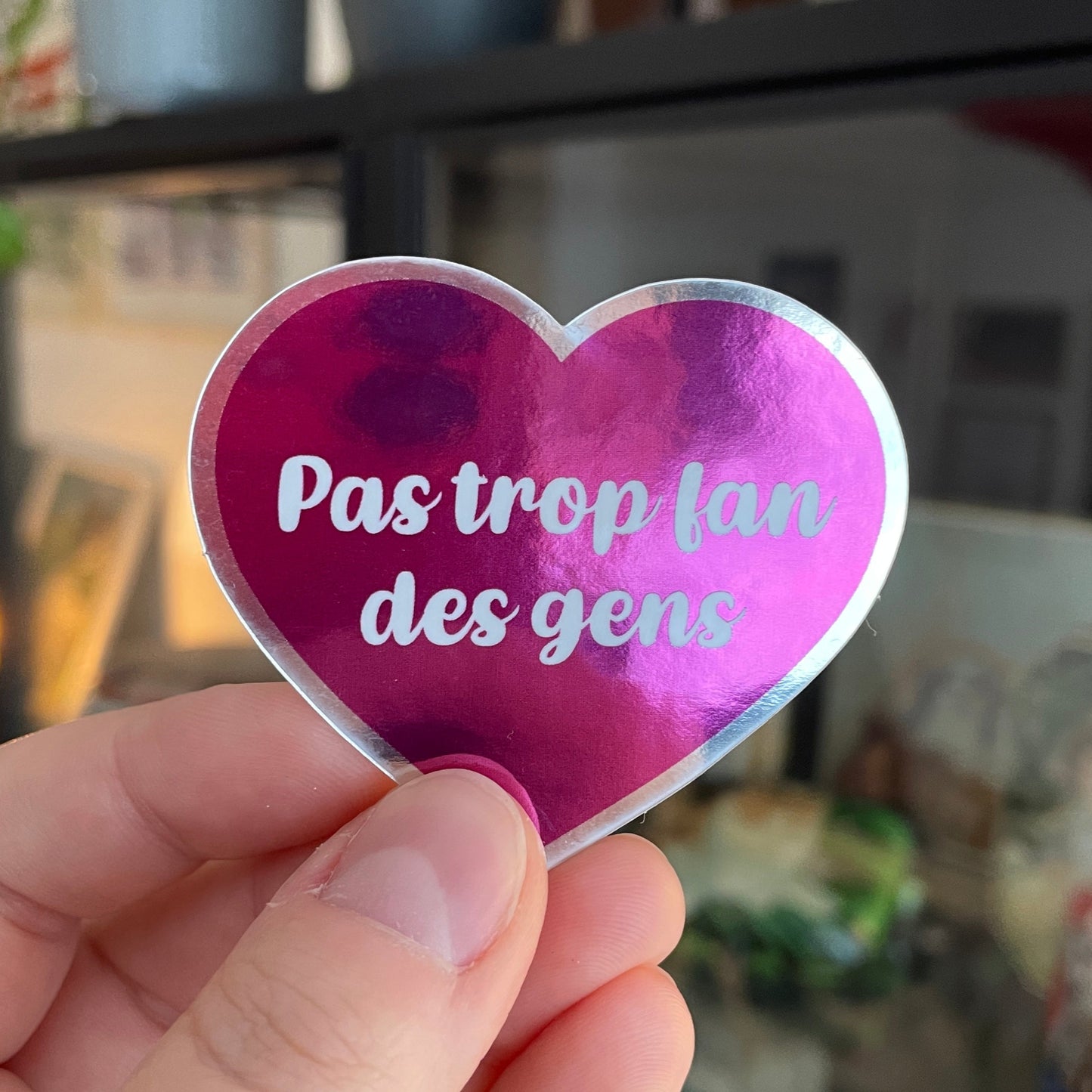 Sticker effet miroir "Pas trop fan des gens"