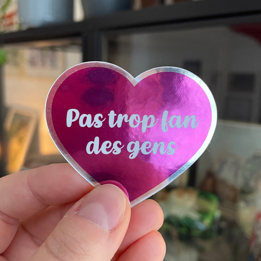 Sticker effet miroir "Pas trop fan des gens"
