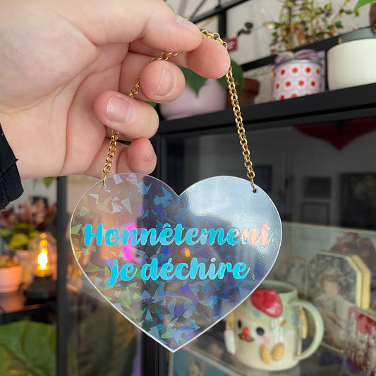 Mini murale "Honnêtement je déchire" en acrylique holographique avec vinyl holographique