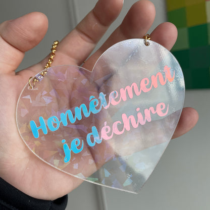 Mini murale "Honnêtement je déchire" en acrylique holographique avec vinyl holographique