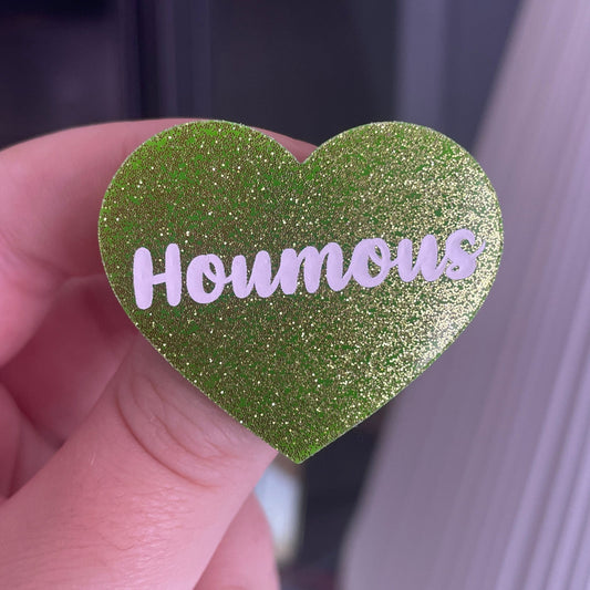 [CONTRÔLE TECHNIQUE] Broche "Houmous" en acrylique à paillettes vertes