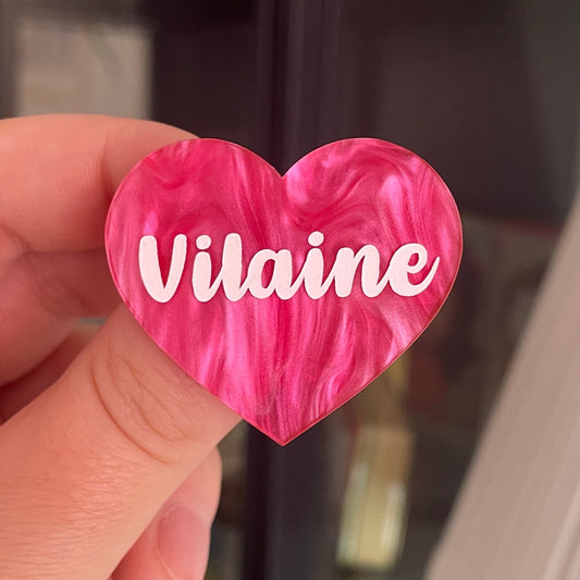 [CONTRÔLE TECHNIQUE] Broche "Vilaine" en acrylique marbrée rose