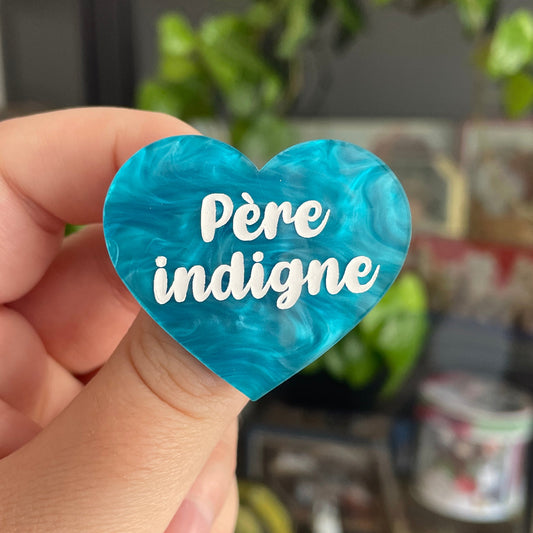[CONTRÔLE TECHNIQUE] Broche "Père indigne" en acrylique marbrée bleue