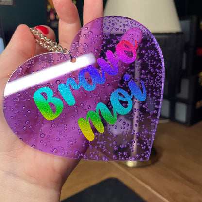 Mini murale "Bravo moi" en acrylique japonaise transparente violette avec des bulles 🫧