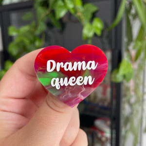 Broche "Drama queen" en acrylique marbrée tutti frutti !!!