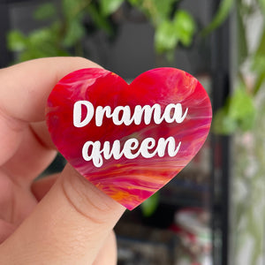Broche "Drama queen" en acrylique marbrée tutti frutti !!!