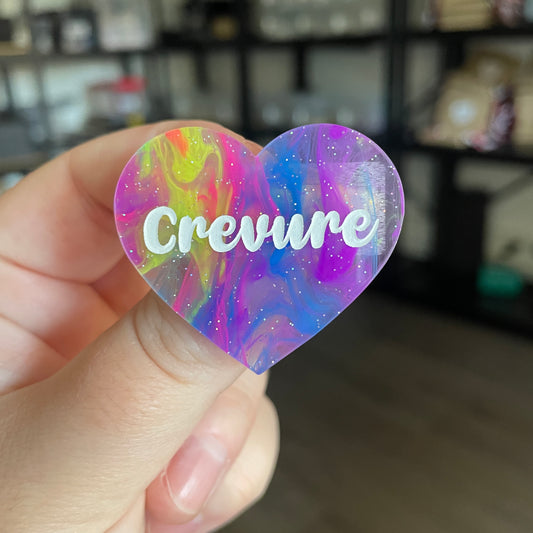Broche "Crevure" en acrylique semi transparente marbrée multicolore