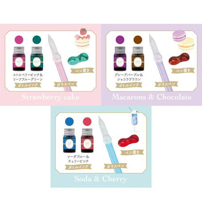 [Précommande] Set d'écriture à la plume en verre bleue "Soda and cherry"