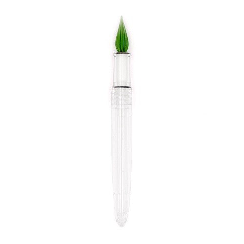 Plume en verre à pointe verte