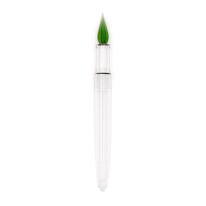 Plume en verre à pointe verte