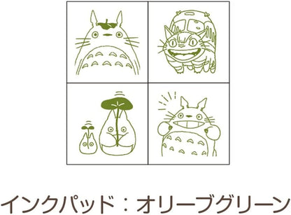 Boite de 4 tampons Totoro avec un encreur