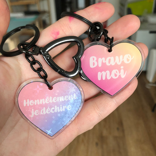 Porté clé "Honnêtement je déchire" / "Bravo moi"