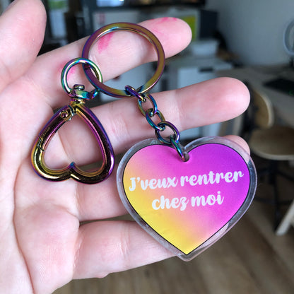 Porté clé "J'peux pas j'ai crise d'angoisse" / "J'veux rentrer chez moi" (CDA-2-AC)