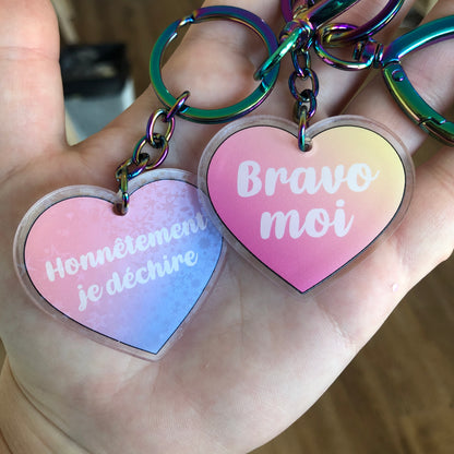 Porté clé "Honnêtement je déchire" / "Bravo moi"