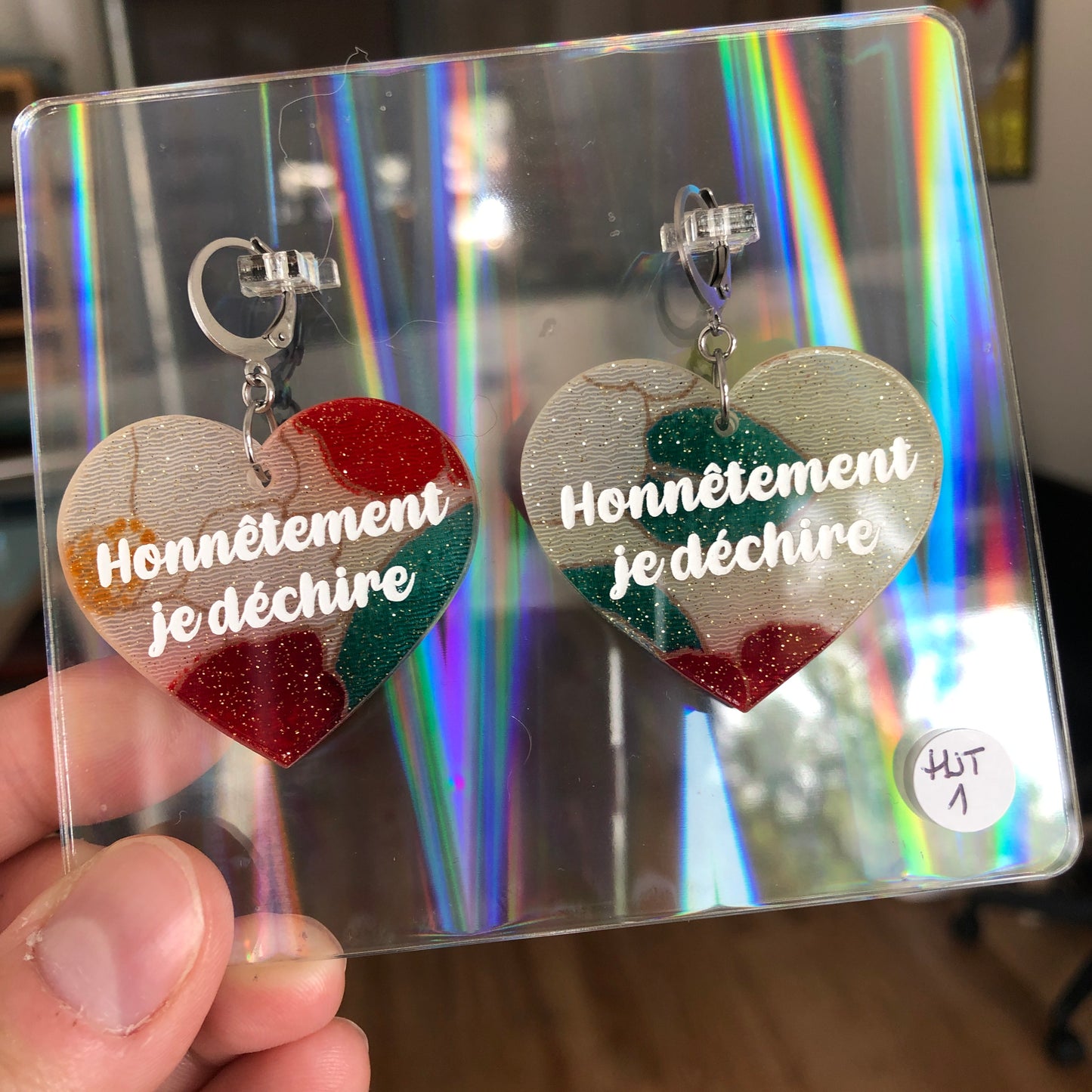 Boucles d'oreilles "Honnêtement je déchire" en acrylique japonaise fleurie