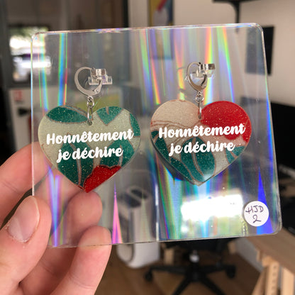 Boucles d'oreilles "Honnêtement je déchire" en acrylique japonaise fleurie