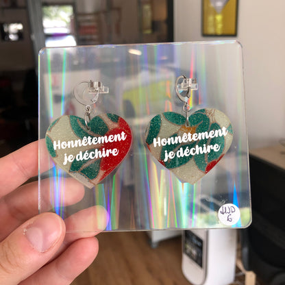 Boucles d'oreilles "Honnêtement je déchire" en acrylique japonaise fleurie