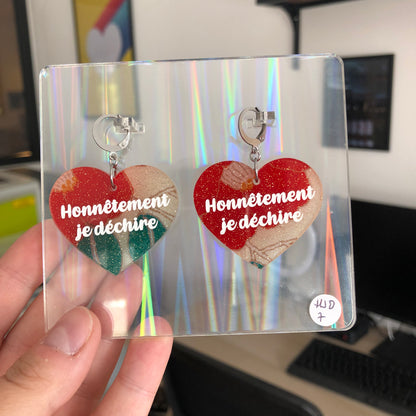 Boucles d'oreilles "Honnêtement je déchire" en acrylique japonaise fleurie