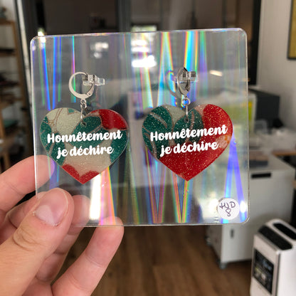 Boucles d'oreilles "Honnêtement je déchire" en acrylique japonaise fleurie