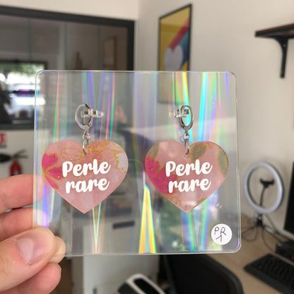 Boucles d'oreilles "Perle rare" en acrylique japonaise rose
