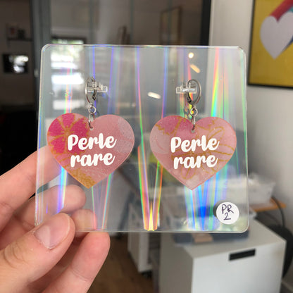Boucles d'oreilles "Perle rare" en acrylique japonaise rose