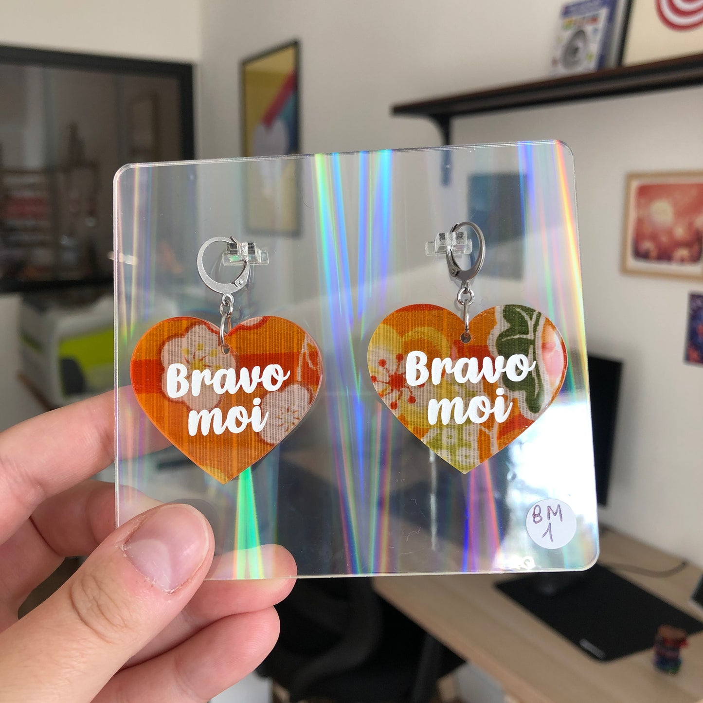 Boucles d'oreilles "Bravo moi" en acrylique japonaise orange