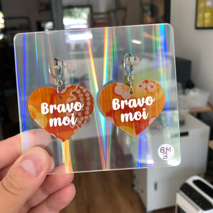 Boucles d'oreilles "Bravo moi" en acrylique japonaise orange