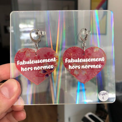 Boucles d'oreilles "Fabuleusement hors normes" en acrylique japonaise rose