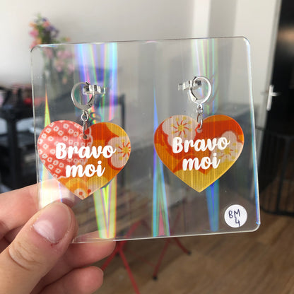 Boucles d'oreilles "Bravo moi" en acrylique japonaise orange