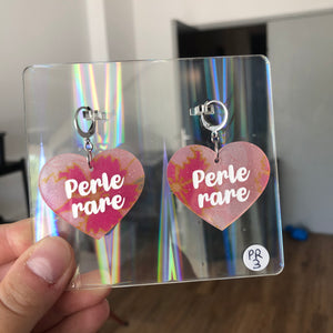 Boucles d'oreilles "Perle rare" en acrylique japonaise rose