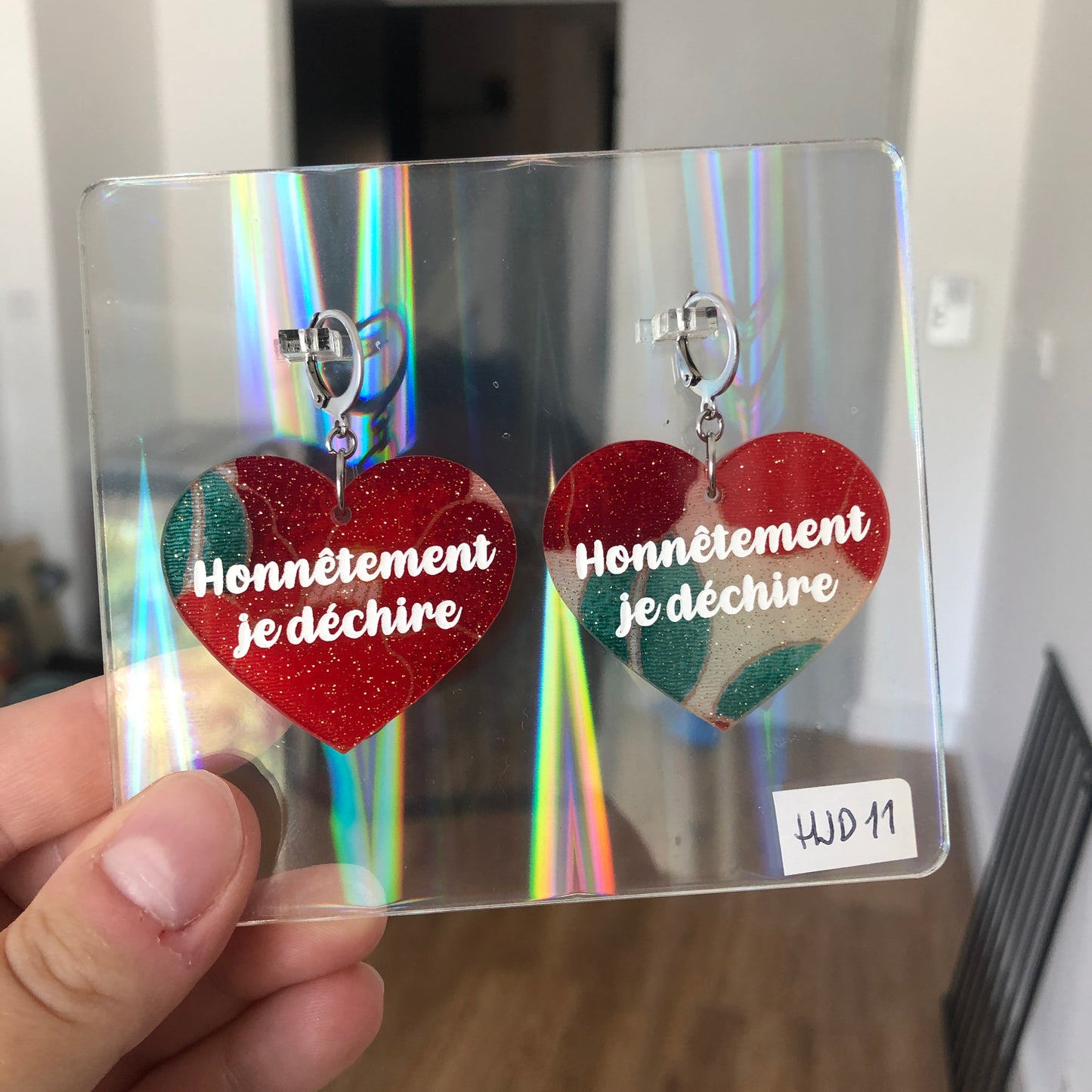 Boucles d'oreilles "Honnêtement je déchire" en acrylique japonaise fleurie