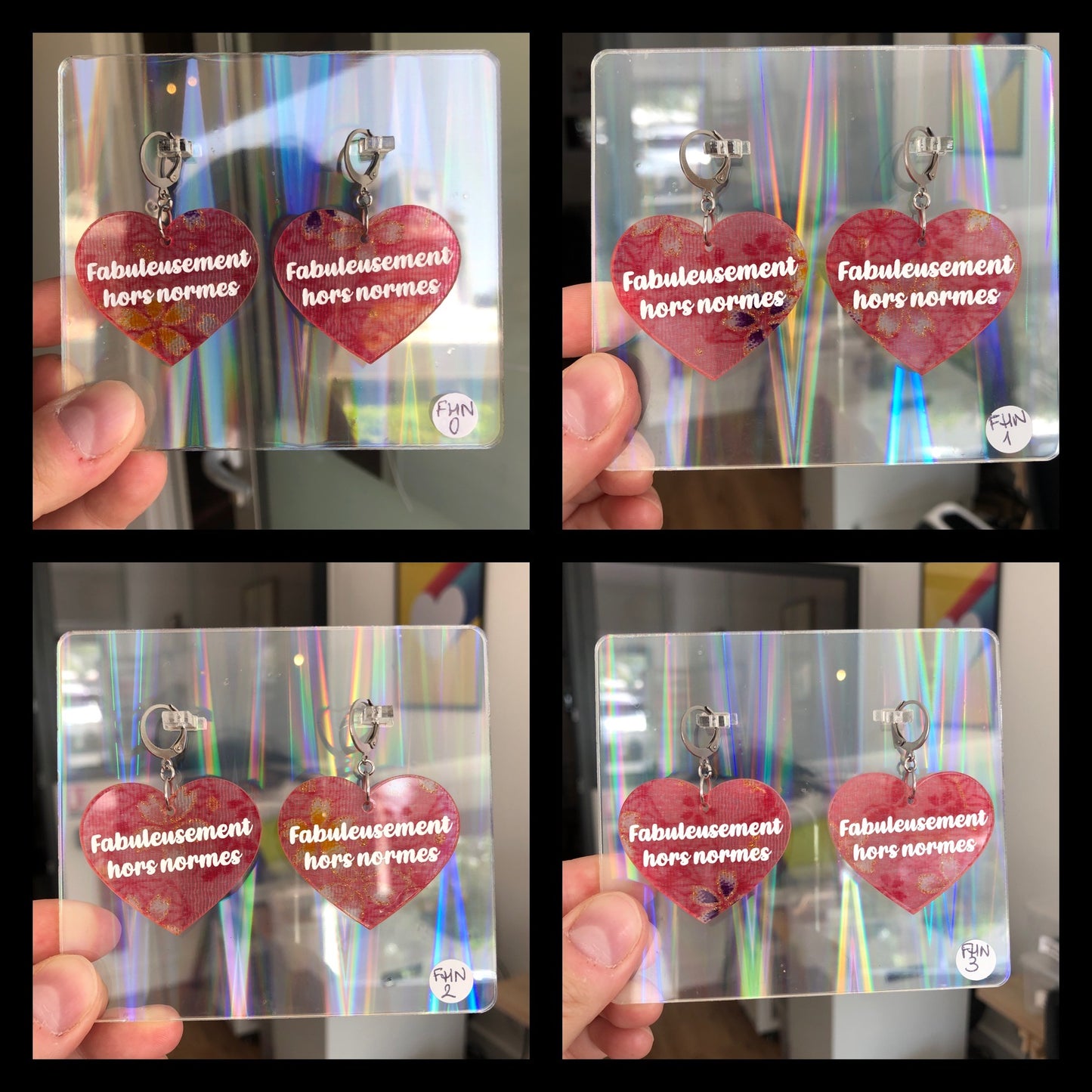 Boucles d'oreilles "Fabuleusement hors normes" en acrylique japonaise rose