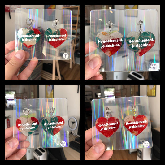 Boucles d'oreilles "Honnêtement je déchire" en acrylique japonaise fleurie