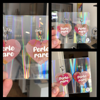 Boucles d'oreilles "Perle rare" en acrylique japonaise rose