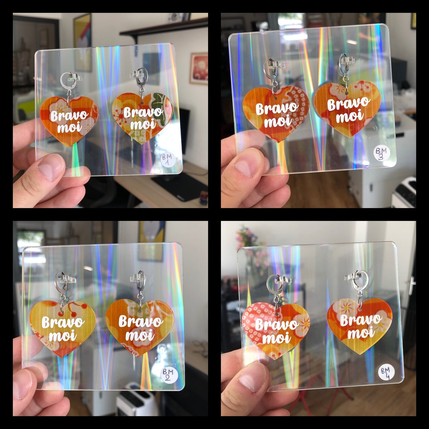 Boucles d'oreilles "Bravo moi" en acrylique japonaise orange